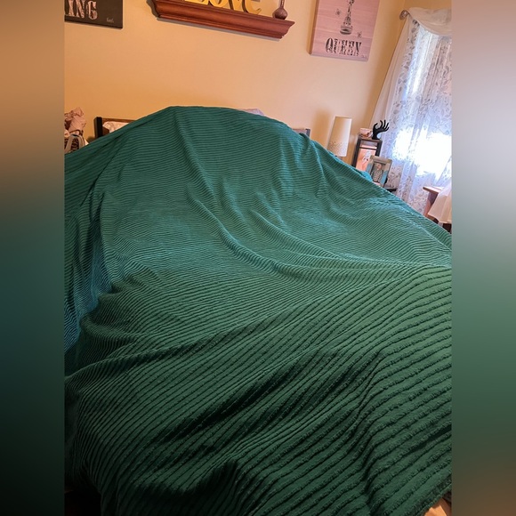 Teal Textured Ribbed Lightweight Blanket~100% Cotton~ King or Cal King - Picture 6 of 15